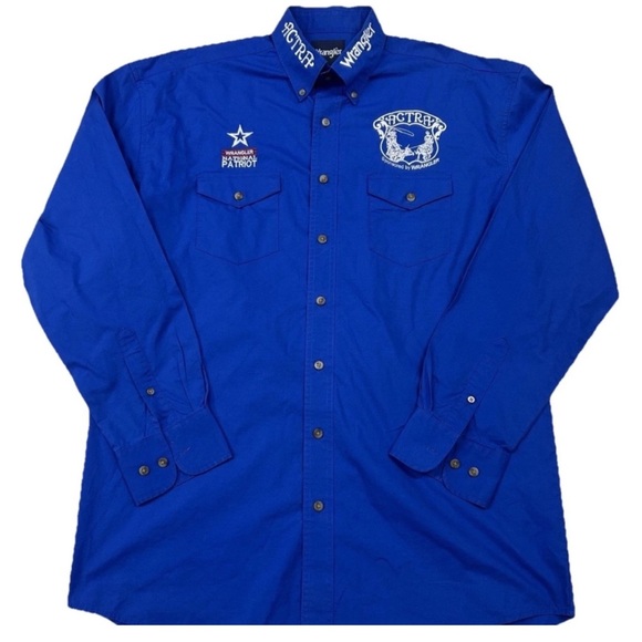 Wrangler Other - Wrangler National Patriot ACTRA Western Shirt Blue Men’s Large Tall Embroidered